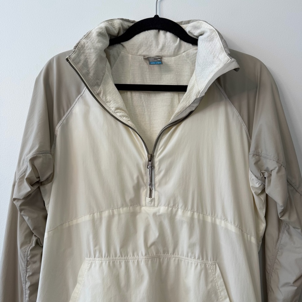 Icebreaker Affix Anorak Pullover Windbreaker Cream & Taupe Merino Wool Sz M - Picture 5 of 16